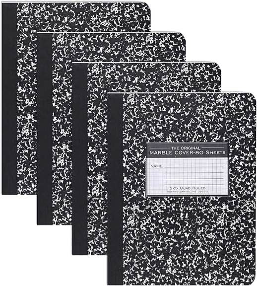 TUD24422964 7.5 x 9.75 in. Composition Notebook, Black Marble Cover - Pack of 4