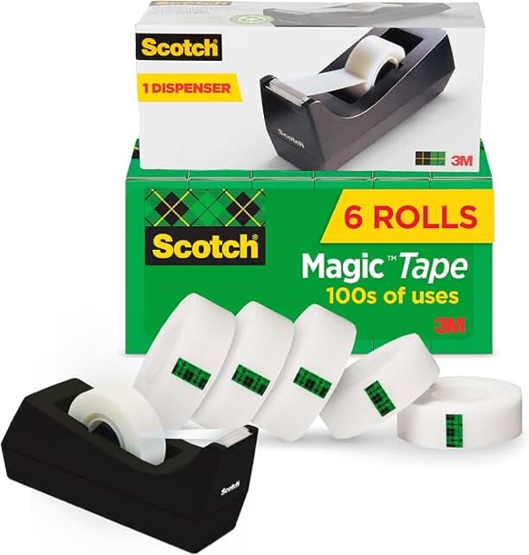 Scotch Magic Tape Clear 3/4 x 1000 6 Rolls with Dispenser