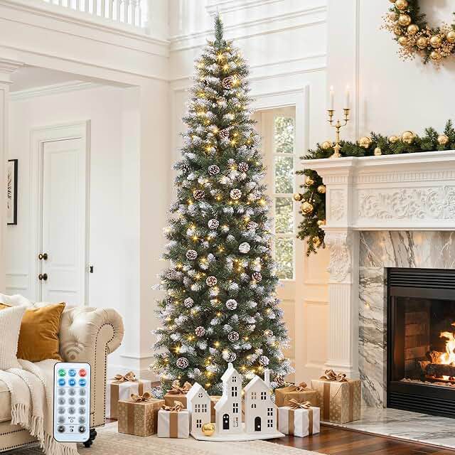 6 FOOT PRE-LIT PENCIL CHRISTMAS TREE