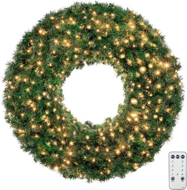48” PRE-LIT CHRISTMAS WREATH