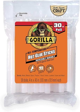 Gorilla Glue Clear 4 Dual Temp Full-Size Hot Glue Sticks 30 Count