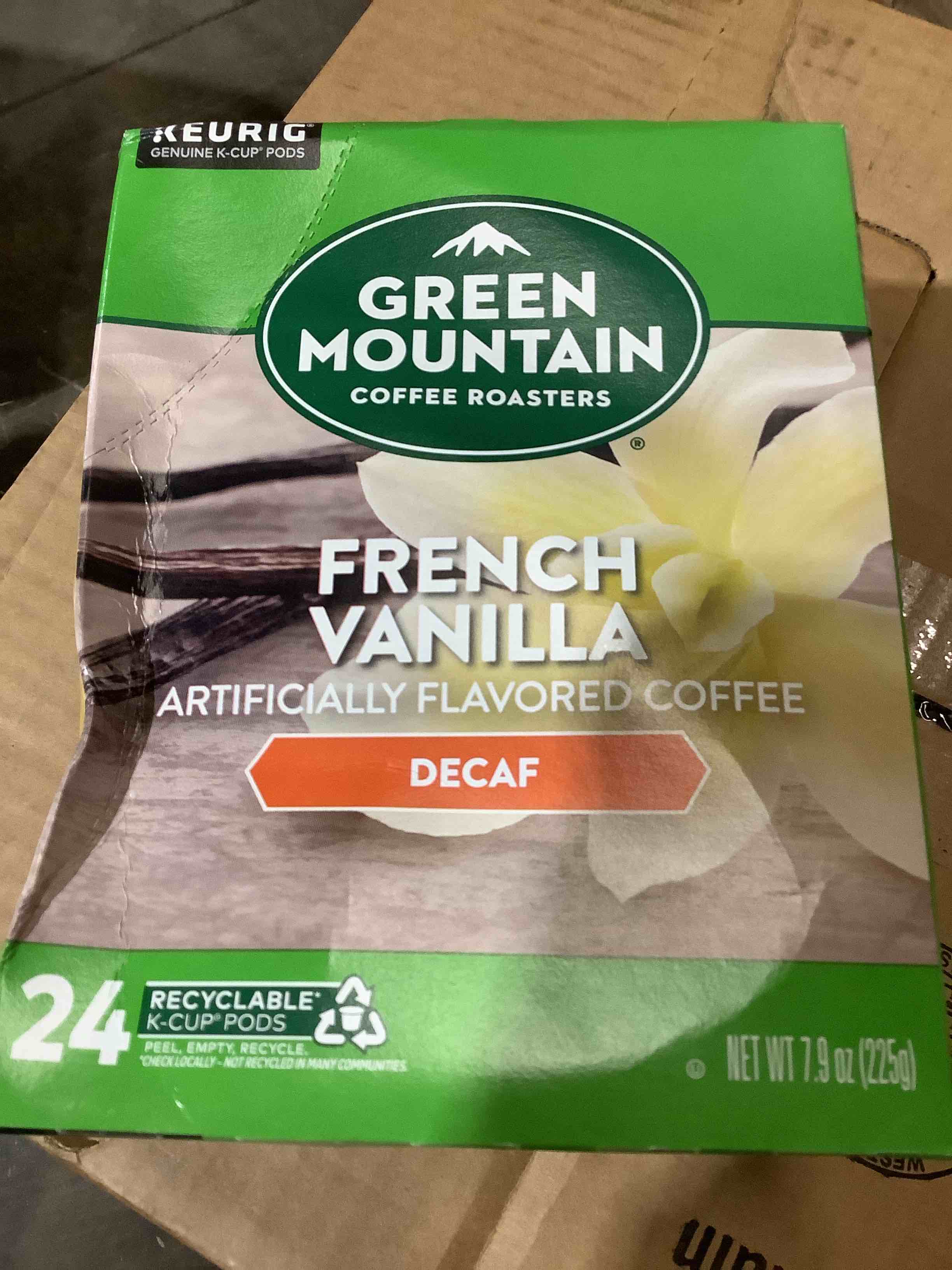 Green Mountain Coffee French Vanilla Decaf Keurig Single-Serve K-Cup pods Light Roast Coffee 24 Count