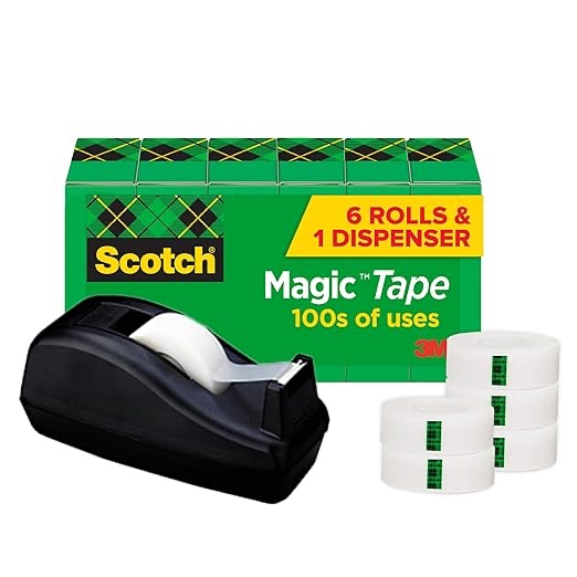 Scotch Magic Tape Clear 3/4 x 1000 6 Rolls with Dispenser