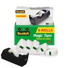 Scotch Magic Tape Clear 3/4 x 1000 6 Rolls with Dispenser