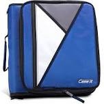 Case-it The Universal Zipper Binder - 2 Inch O-Rings Padded Pocket That Holds up to 13 Laptop/Tablet Multiple Pockets 400 Page Capacity Comes with Shoulder Strap Midnight Blue LT-007