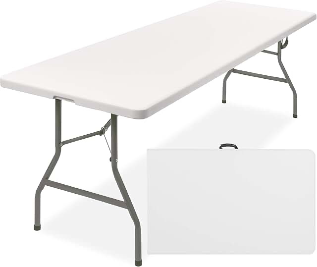 8’ Folding White Granite Table