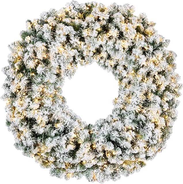 60” Pre Lit Frosted Christmas Wreath