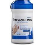 PDI SANI-HANDS PDI Sani-Hands Instant Hand Sanitizing Wipes - 6" x 7.50" - White - 135 Per Canister - 1 Each