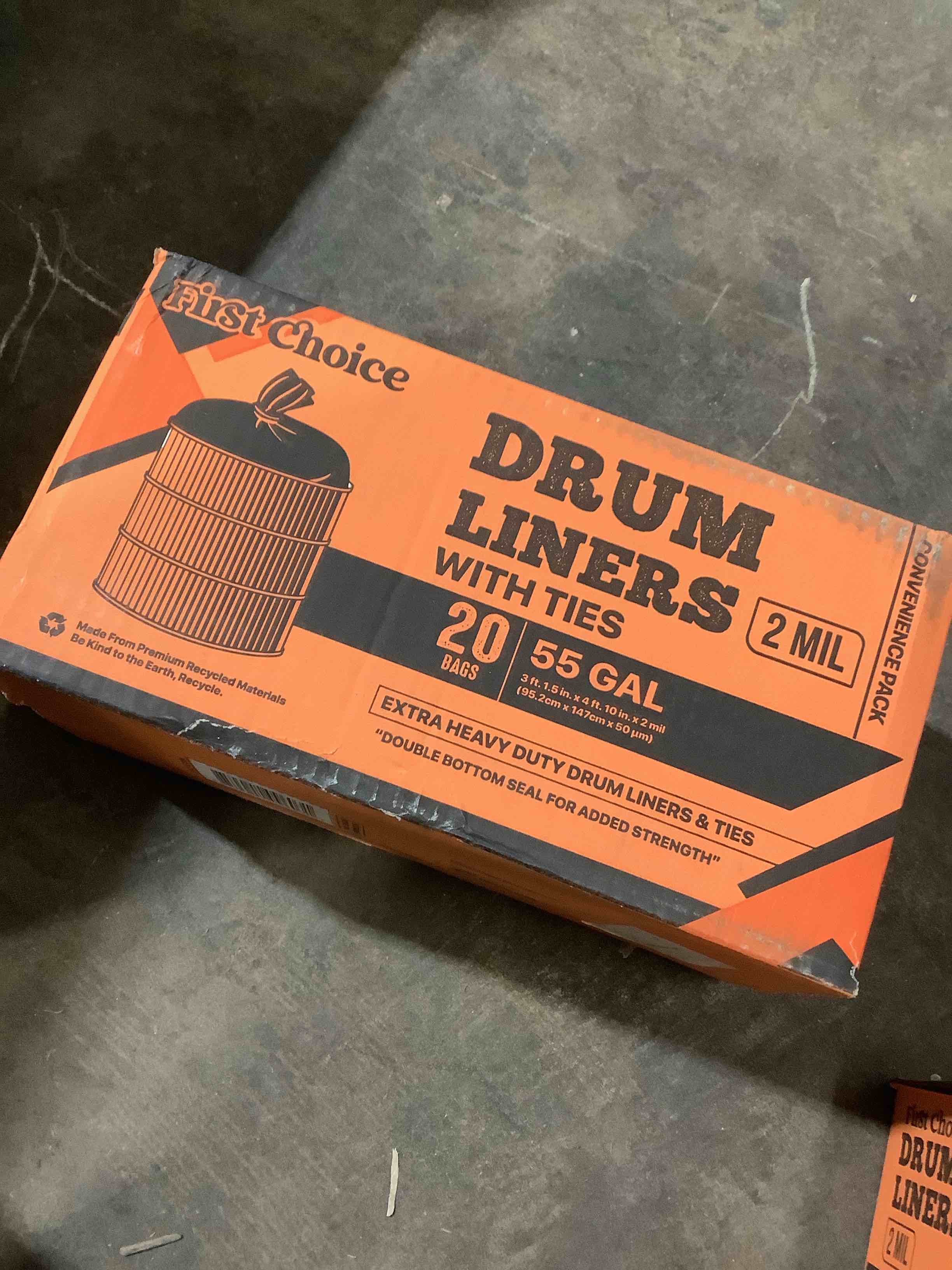 FIRST CHOICE 55 GAL DRUM LNERS 2ML WITH TIES, 20 BAGS