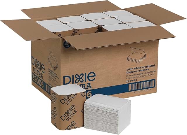 Georgia-Pacific Dixie Ultra Interfold 2-Ply Napkin Dispenser Refill, White, 32006, 250 Napkins Pack