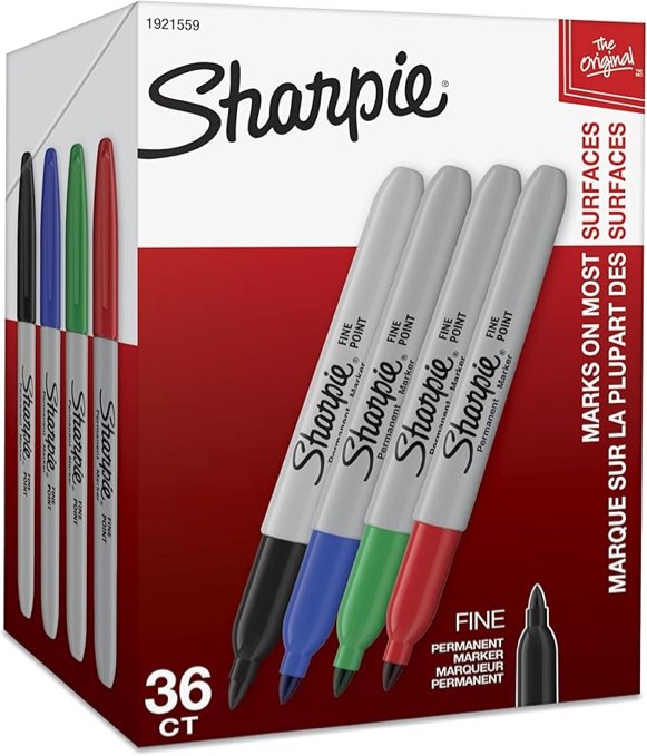 Sharpie Permanent Markers Fine Point Assorted Colors 36 Count