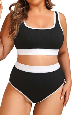 Tempt Me 16 Women Two Piece Blackand White Bathing Suit