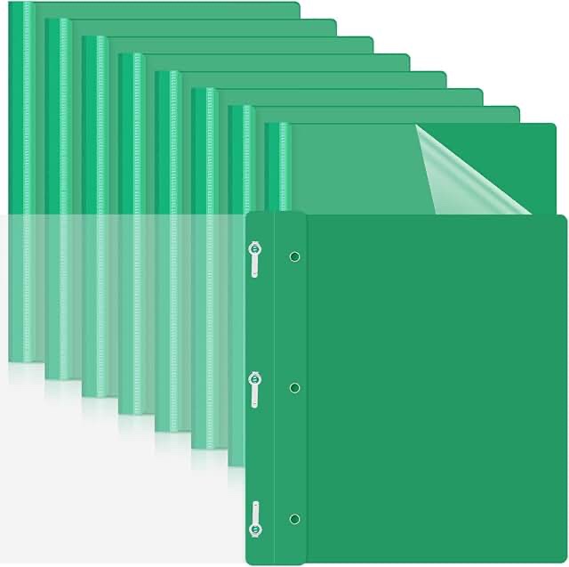 GREEN 3 HOLE FOLDERS WITH CLEAR FRONTS