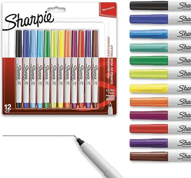 Sharpie Pens  Fine Point  Assorted Colors  12pk