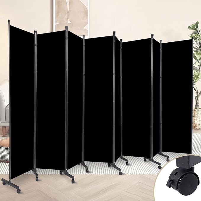 Room divider, portable panel room divider with wheels privacy screen