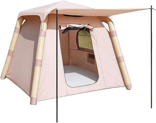 inflatable tent with double action hand pump