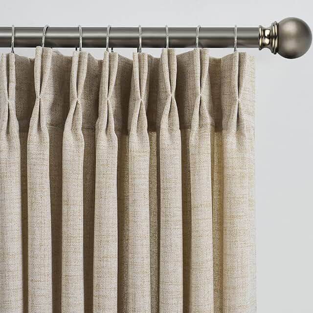 Beige Window Curtains with Ring Hooks