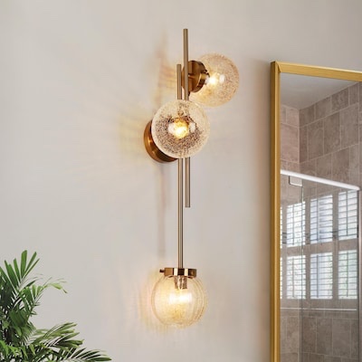 Ariene 12.5-in W 3 -Light Polished Gold Wall Sconce
