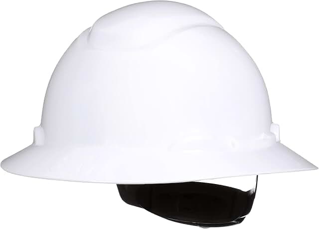 3M SecureFit 4-Point Ratchet Full Brim Hard Hat White
