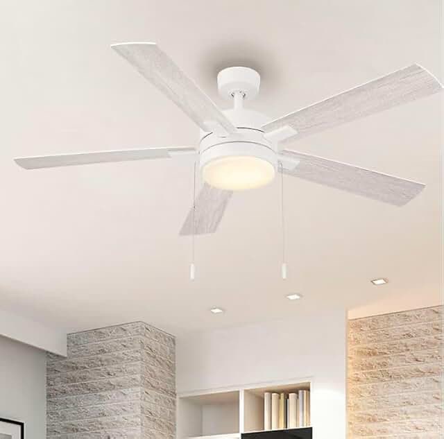 Harbor breeze Ollington. Harbr Breeze Ollington 52-in Integrated LED Matte White with White Oak Blades Ceiling Fan With Light 5 -Blade