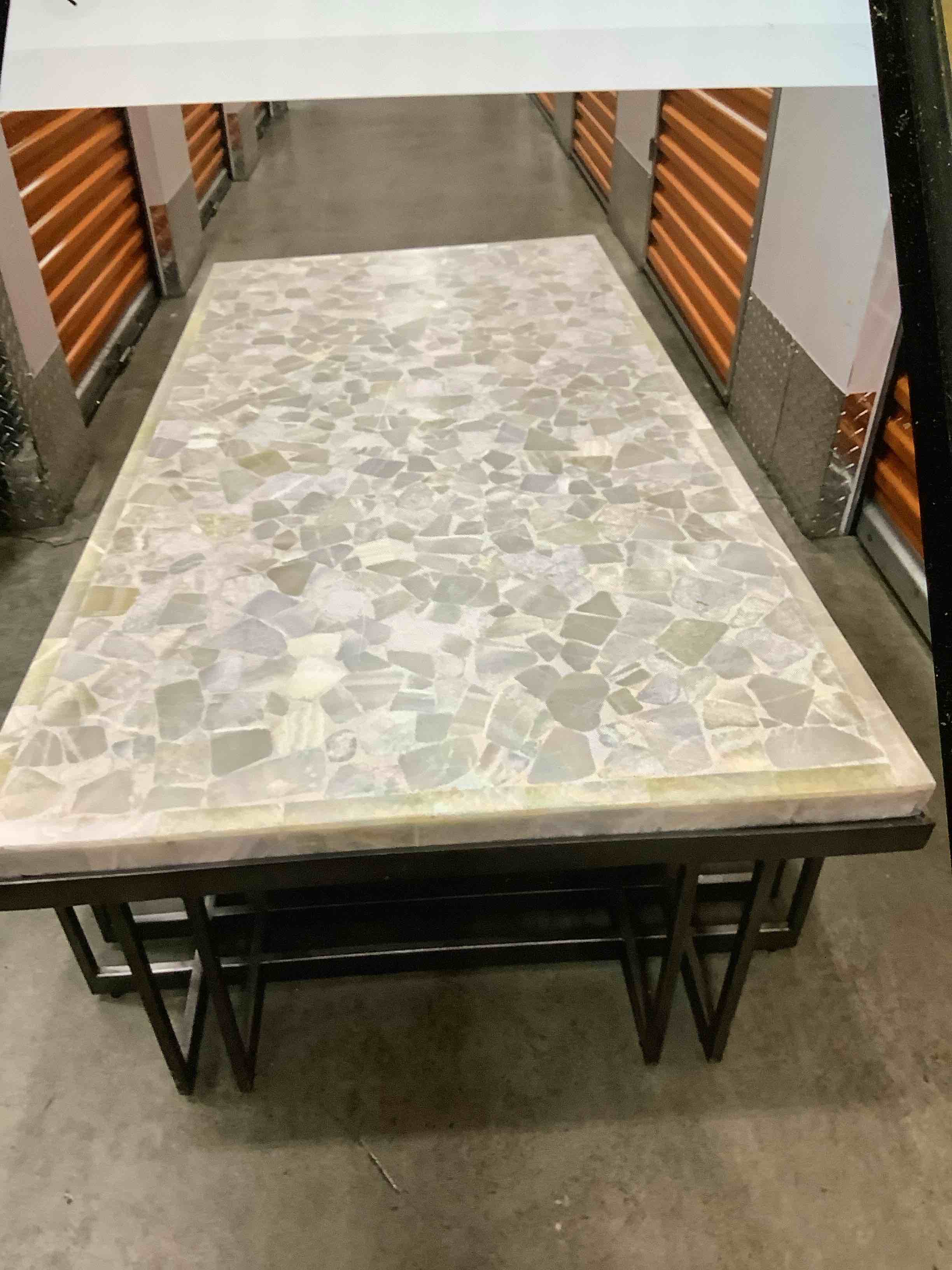 Hooker Furniture Melange Contemporary White Quarts Top, Metal Legs Table, 58” W x 26” L x 32” Tall