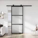 Metal and glass sliding Barn Door With installation hardware kit