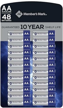Members Mark 48 batteries, AA 1.5 V alkaline, in office