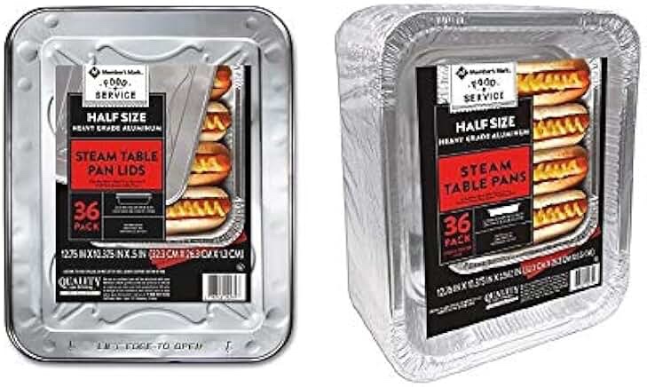 Member's Mark Aluminum Steam Table Lids, Half Size, 36 Ct