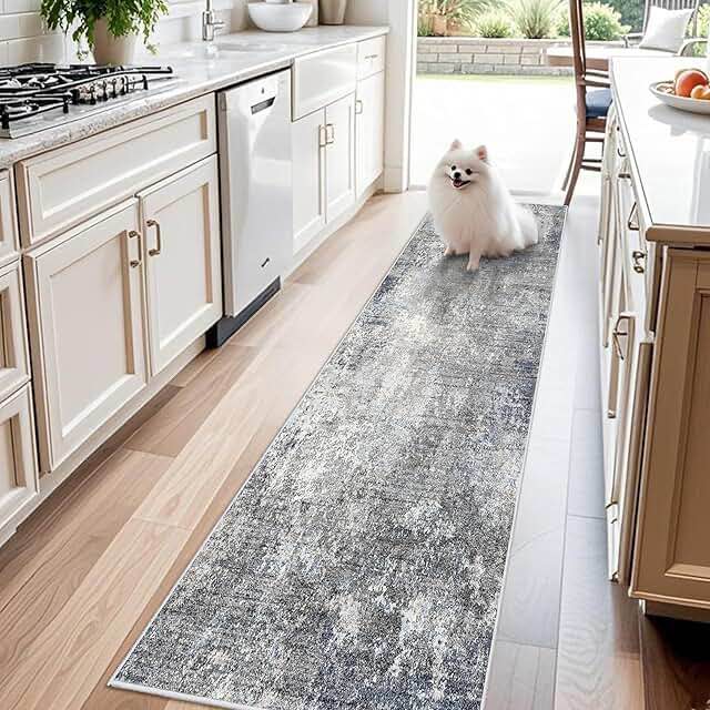 Toneed 2’ x 8’ runner modern abstract hallway, run, washable nonslip rug