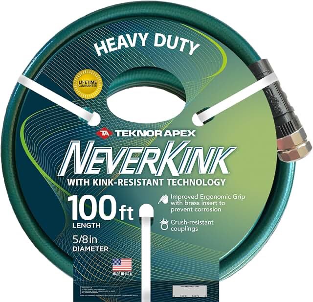 Teknor Apex 1094716 NeverKink 8615-100, Heavy Duty Garden Hose, 5/8-Inch by 100-Feet