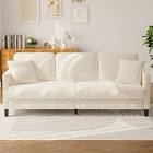 Febo 83” square arm sofa, Teddy sofa, couch with pocket spring cushions, white, Incomplete 