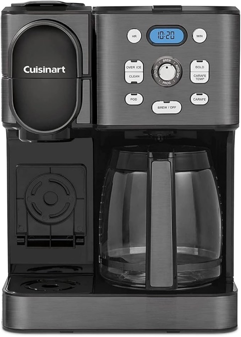Cuisinart Coffee Center 2-IN-1 Coffee Maker and Single-Serve Brewer -Black Stainless Steel- SS-16BKS: Programmable K-Cup & Ground Coffee Machine