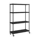 Home 4-Tier Steel Shelving with Shelf Liners, 36 in. W x 14 in. D x 56.5 in. H, Black