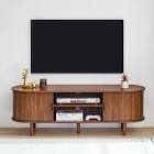 Mid-century TV stand with Tambour door modern fluted media, FZ – BND6805848 – B