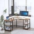 56.9 inch L shaped desk with shelves corner, computer desk, large table, 39801–35BQ