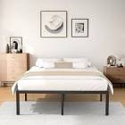 Turberville black metal platform bed frame with steel slat supports