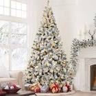 7 1/2 foot lighted, artificial snow tipped Christmas tree