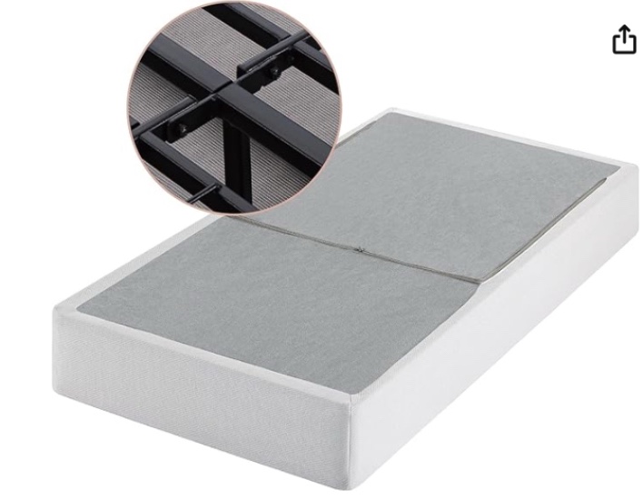 ZINUS 9 Inch Box Spring with Cover, No Assembly Mattress Foundation, Sturdy Metal Structure, Twin XL, White