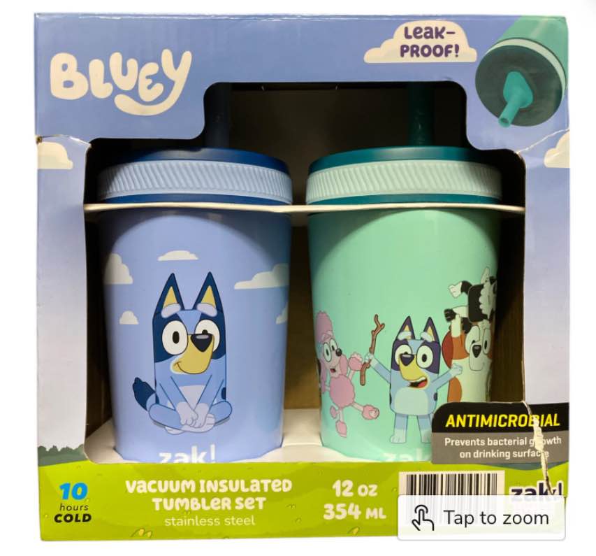 Zak Designs 12-oz. Bluey Stainless Steel Tumbler for Kids, 2 Pack
