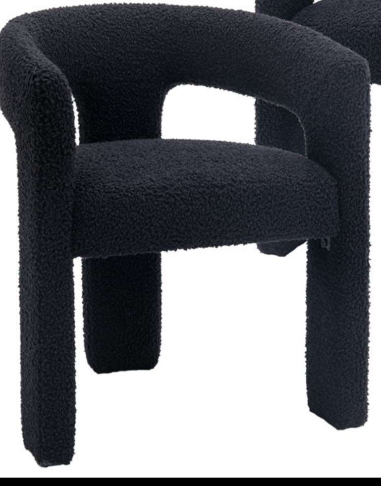 (1 chair ) Modern Upholstered Barrel Dining Chairs Upholstery Color: Black Sherpa