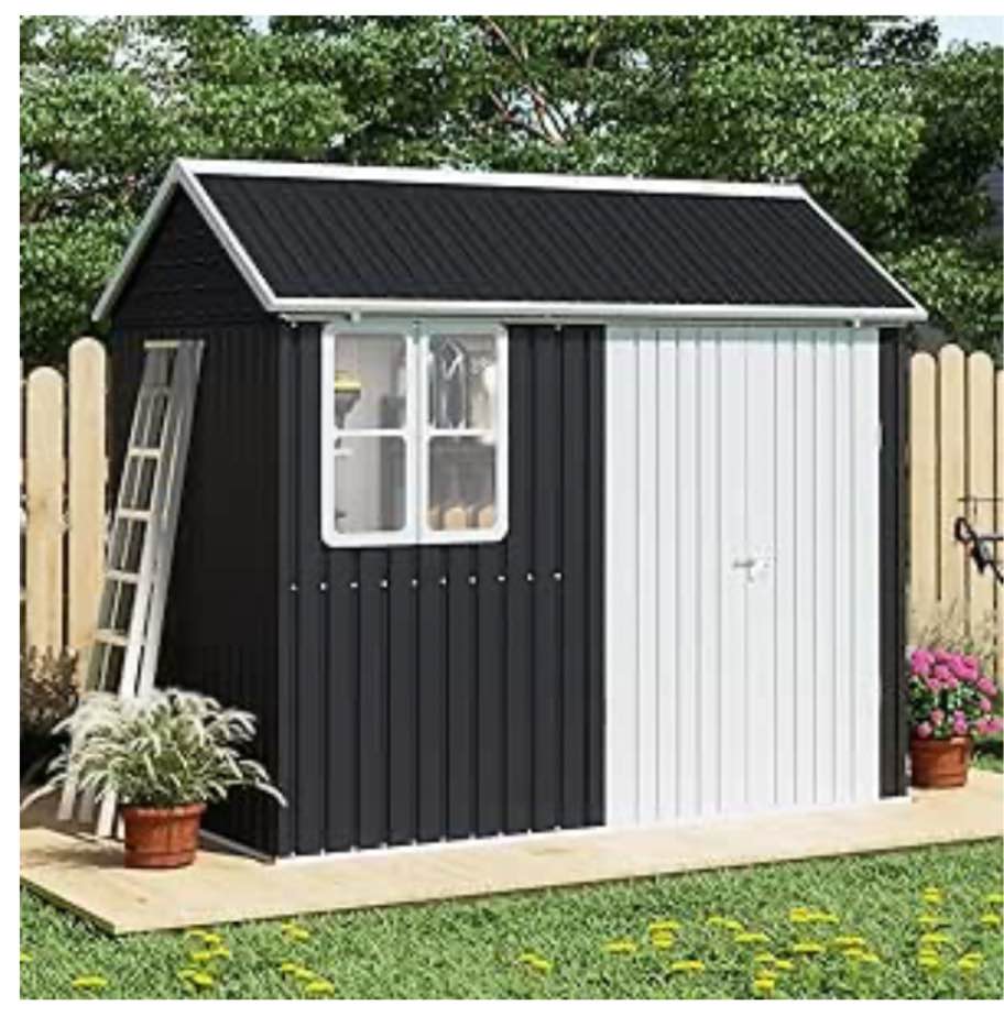 (incomplete box 1 of 2) AMERLIFE 8.6x6x8 FT Outdoor Storage Shed with Lockable Hinged Double Doors and Upgraded Vents