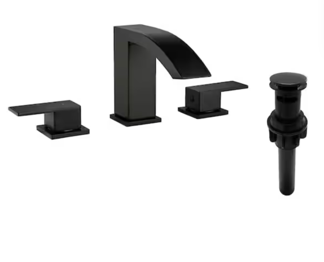 (similar to stock photo)Widespread Bathroom Faucet with Drain Assembly Finish: Matte Black