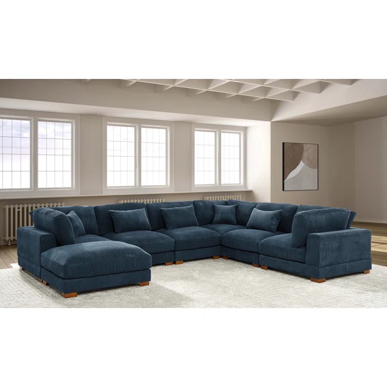 ( pick up 2 box) (incomplete 2 pieces only) (Armless chair and seat base and cushion only)Arliz 7 - Piece 144" Wide Reversible Modular Corner Sectional with Ottoman
