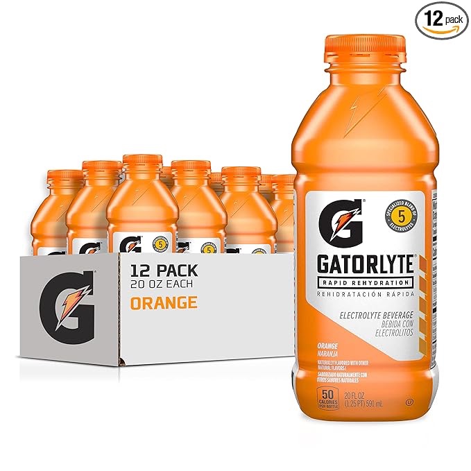 Gatorlyte Rapid Rehydration Electrolyte Beverage, Orange, 20oz Bottles (12 Pack) (AUG/30/2025) 