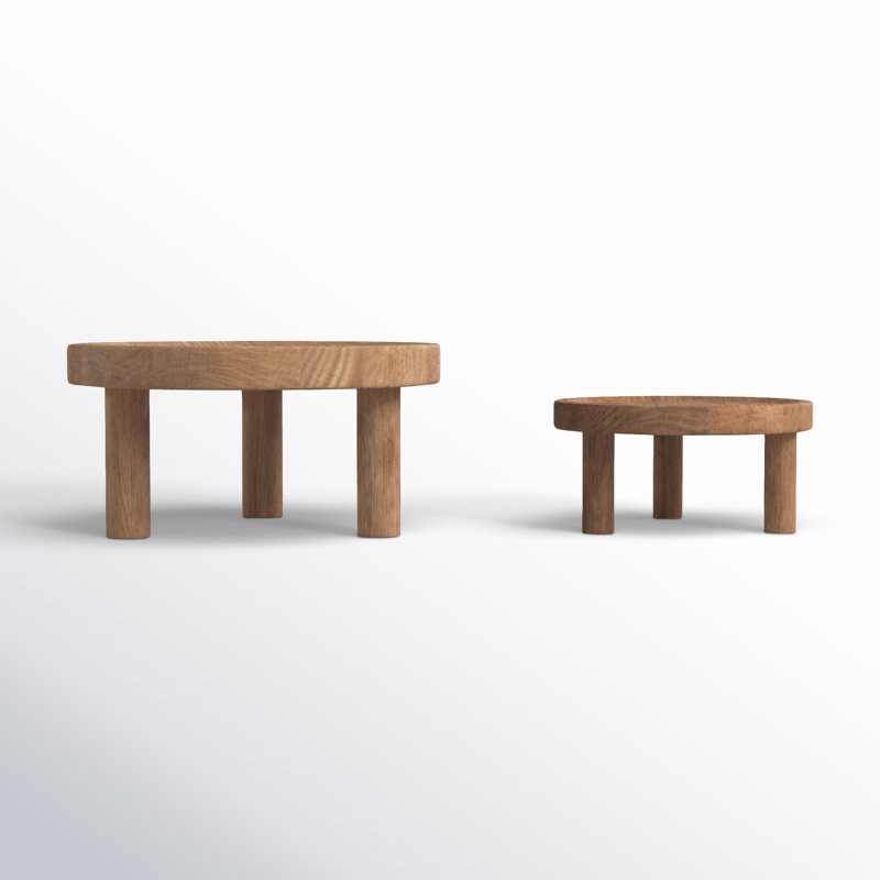 Linford Footed Wood 2 Piece Plant Stand Set 