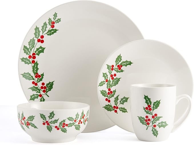 Studio Nova Holiday Cheer 16 Piece Dinnerware Set, Service for 4, Multicolor