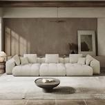 (Incomplete, box 1 only)Modular Sectional Sofa Couch, Oversized Free Combination Deep Seat Sofa, Cushion Covers Removable & Washable, Fabric, Down Filled Body Fabric: Beige Polyester