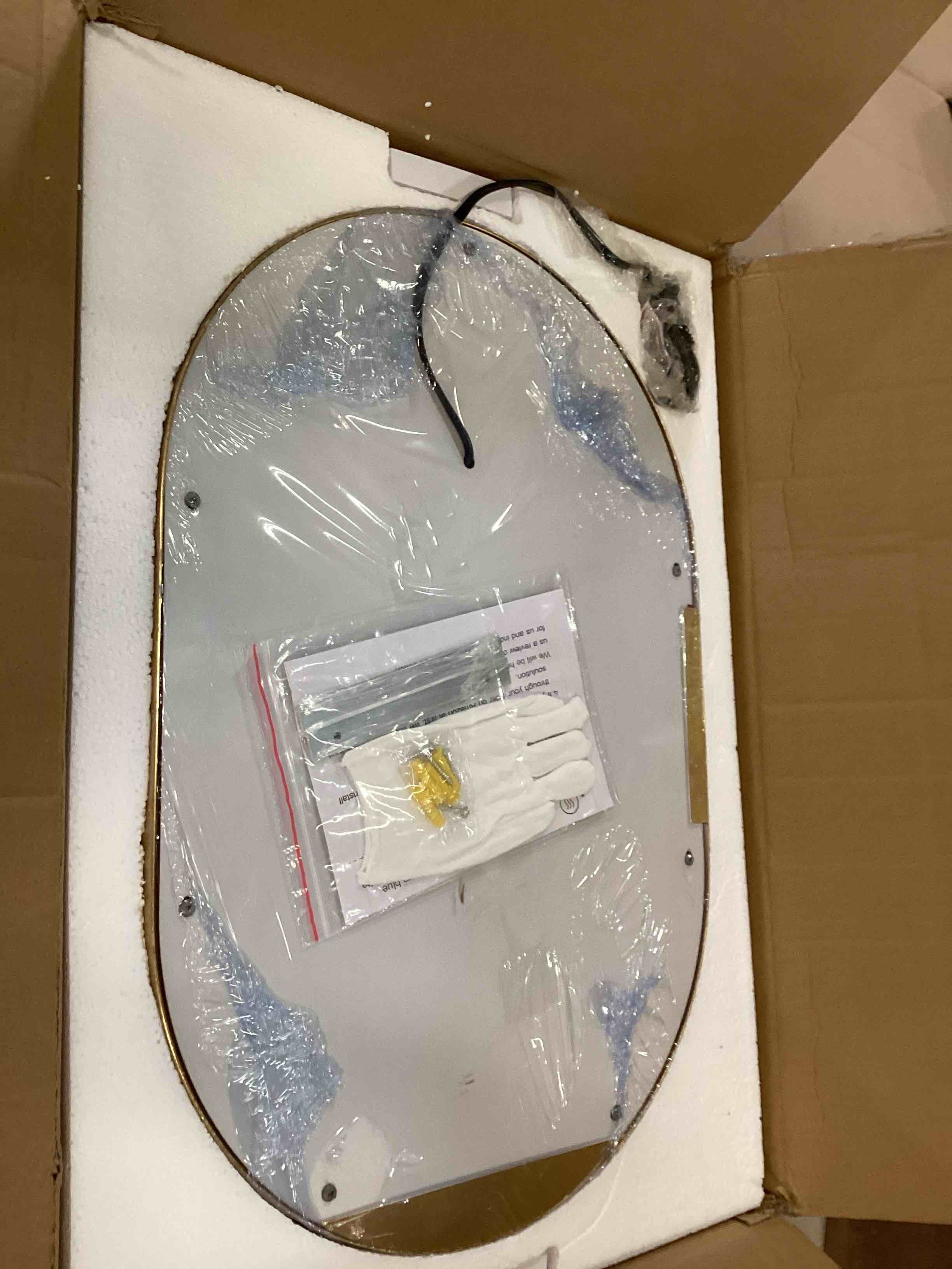 Gold Oval Lighted Mirror for Bathroom Wall Mounted 24 X 16 Inch Oval ...