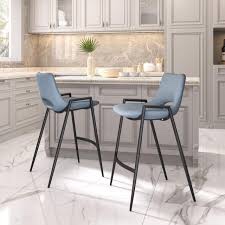 Zuo Desi Counter Stool (Set of 2) Azure Gray