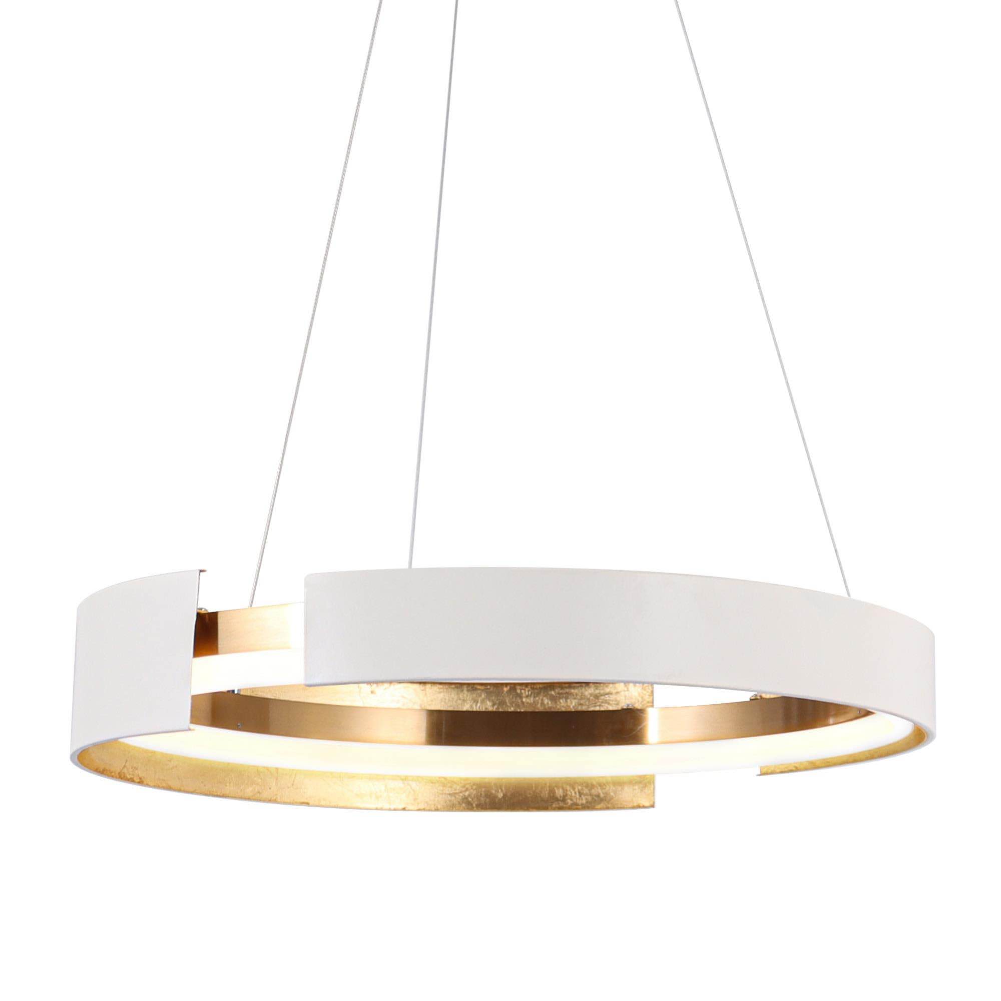 Welntscpia 1-Light 20.5" Modern White&Gold LED Chandelier, Drum